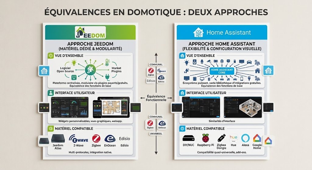 Equivalences Jeedom Home Assistant : tableau de correspondance des concepts